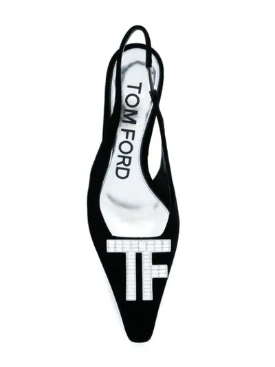 Shop Tom Ford Tf Logo Slingback Pumps In Black