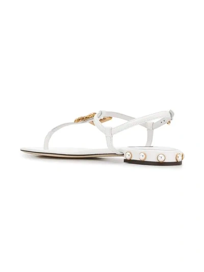 Shop Dolce & Gabbana Flat Logo Sandals In White