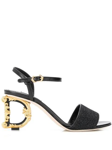 lurex sandals with sculpted heel