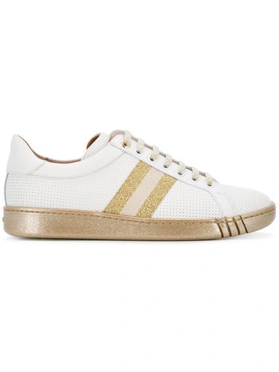 Shop Bally Micro Perforated Sneakers In White