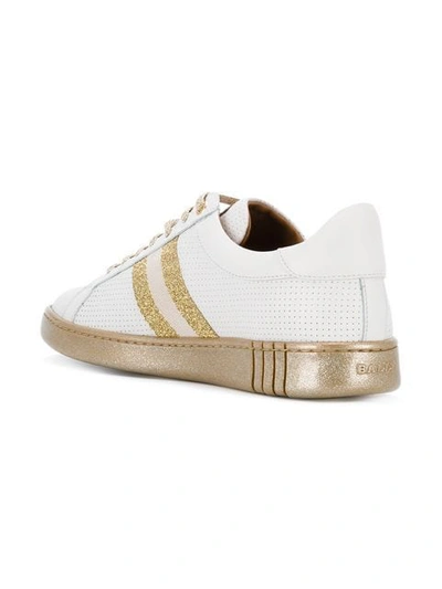 Shop Bally Micro Perforated Sneakers In White
