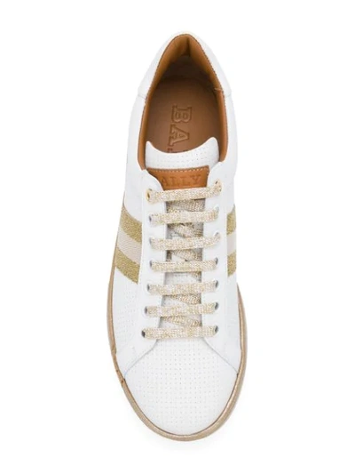 Shop Bally Micro Perforated Sneakers In White