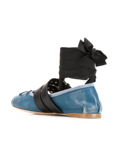 Shop Miu Miu Buckle Ballerina Shoes In Blue