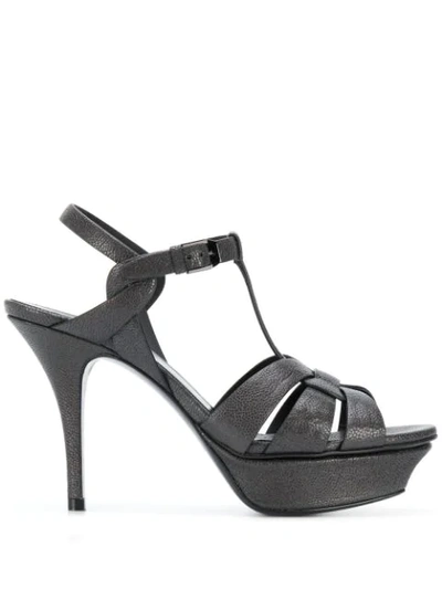Shop Saint Laurent Tribute 75mm Sandals In Grey