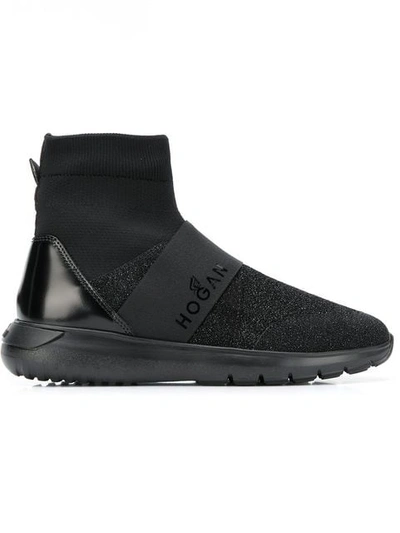 Shop Hogan Ankle Sock Sneakers In Black