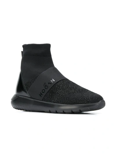 Shop Hogan Ankle Sock Sneakers In Black