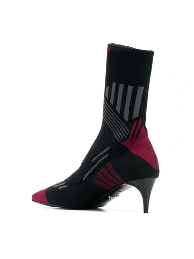 Shop Prada Logo Knitted Sock Boots In Black