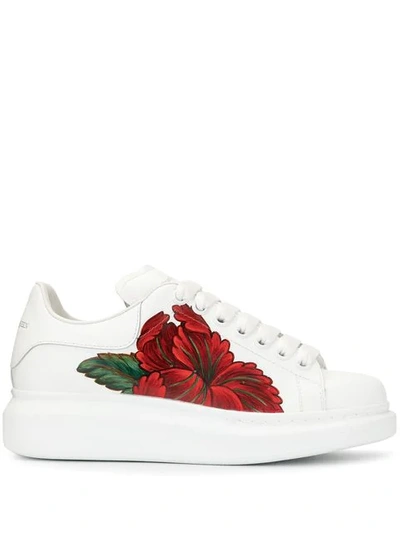 Shop Alexander Mcqueen Floral Oversized Sneakers In White
