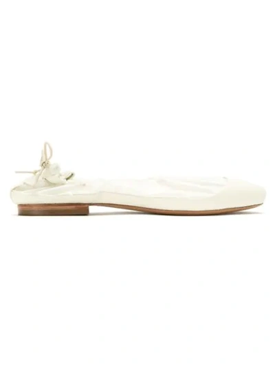 Shop Studio Chofakian Leather Elasticated Ballerinas In White