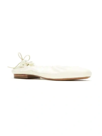 Shop Studio Chofakian Leather Elasticated Ballerinas In White