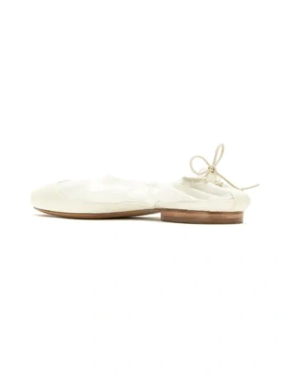 Shop Studio Chofakian Leather Elasticated Ballerinas In White