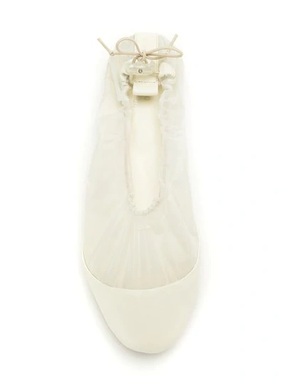 Studio Chofakian Leather Elasticated Ballerinas In White