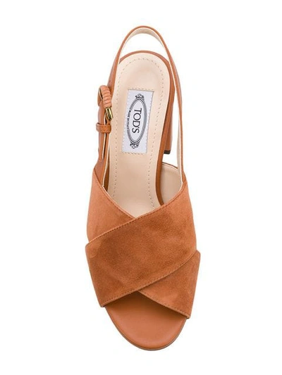 Shop Tod's Block Heel Sandals In Brown