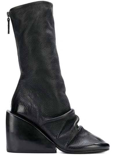 draped wedge ankle boots