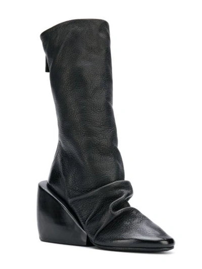 draped wedge ankle boots