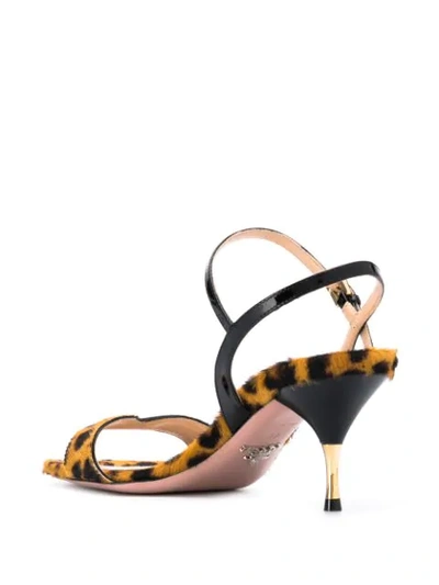 Shop Prada Leopard Print Strappy Sandals In Brown