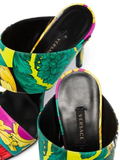 Shop Versace Barocco Print 95mm Sandals In Dmcoh Multicoloured