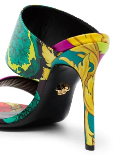 Shop Versace Barocco Print 95mm Sandals In Dmcoh Multicoloured