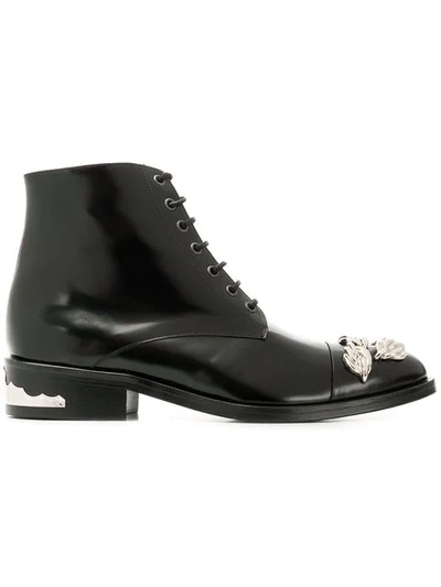 Shop Toga Polished Lace-up Boots In Black