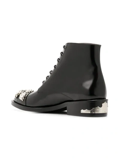 Shop Toga Polished Lace-up Boots In Black