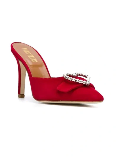 Shop Paris Texas Heart Embellished Pointed Mules In Red