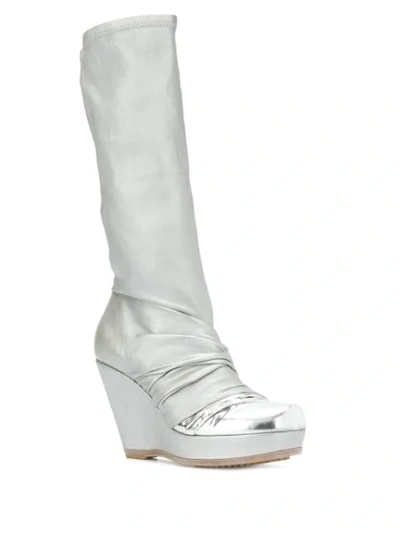 Shop Rick Owens Wedged Mid-calf Boots In Silver