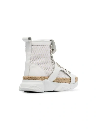 Shop Marques' Almeida White Spike Mesh And Leather High Top Sneakers