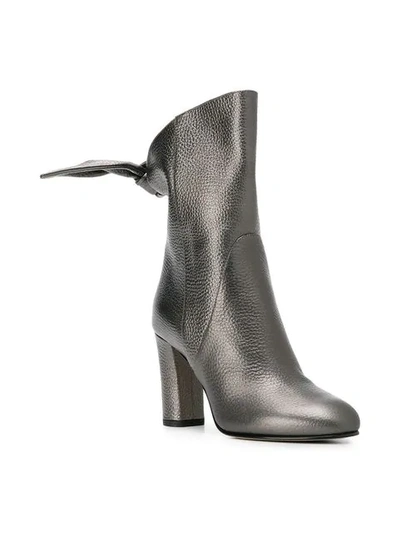 Malene 85 Anthracite Metallic Grainy Leather Boots In Grey