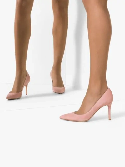 Shop Gianvito Rossi Nude 85 Suede Leather Pumps In Neutrals