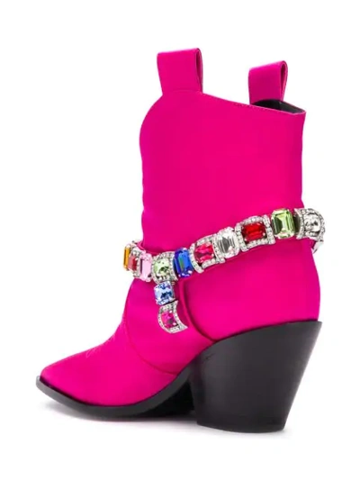 Shop Casadei Daytime Crystal Strap Cowbow Boots - Pink