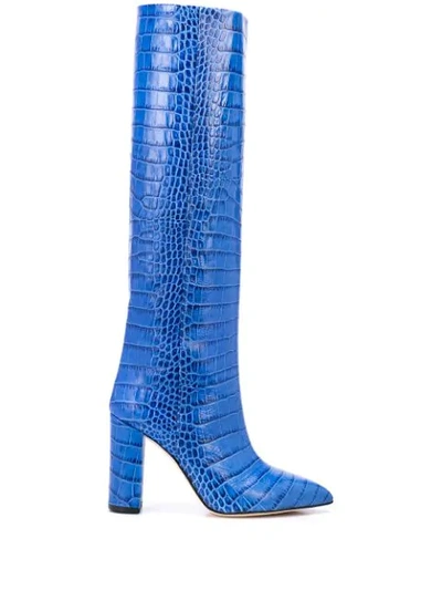 Shop Paris Texas Snakeskin Effect Heeled Boots In Blue