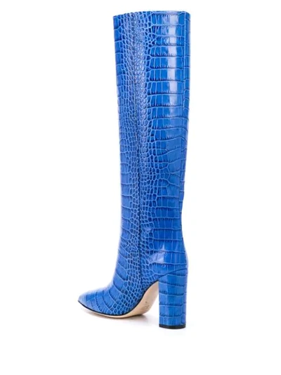 Shop Paris Texas Snakeskin Effect Heeled Boots In Blue