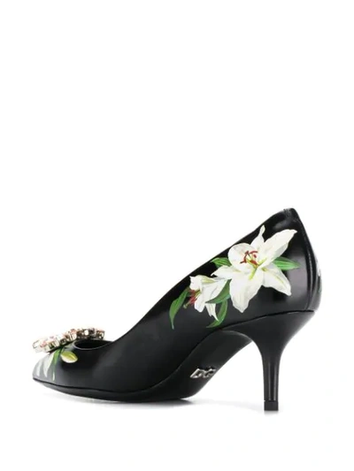 Shop Dolce & Gabbana Lily-print Pumps In Black