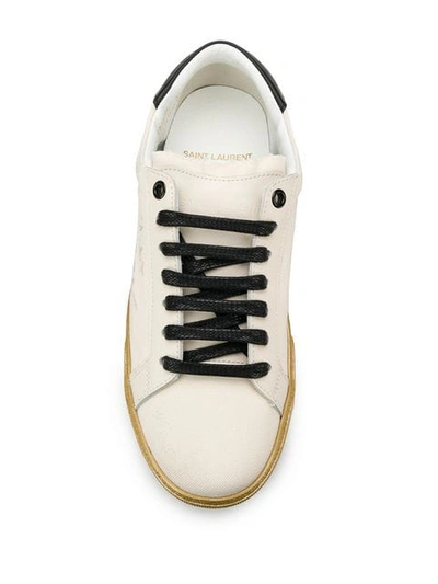 Shop Saint Laurent Logo Low-top Sneakers In White