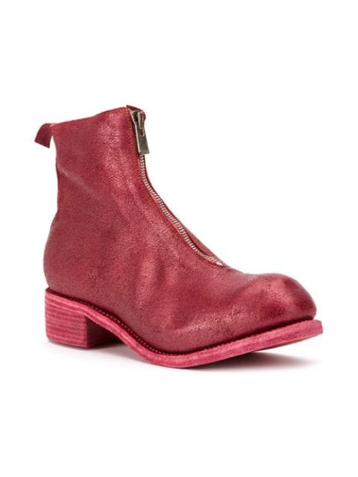 Guidi Zip-up Leather Ankle Boots In Red