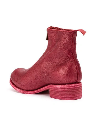 Guidi Zip-up Leather Ankle Boots In Red