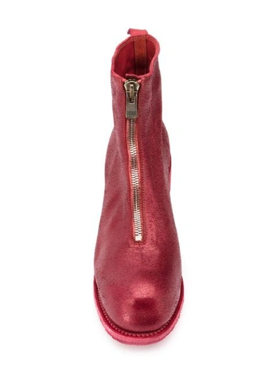 Guidi Zip-up Leather Ankle Boots In Red