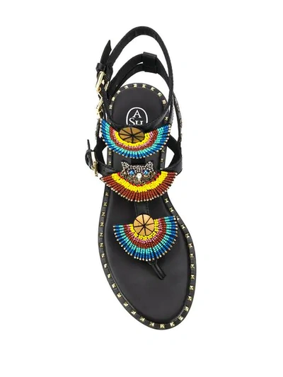 Shop Ash Beaded Flat Sandals In Black