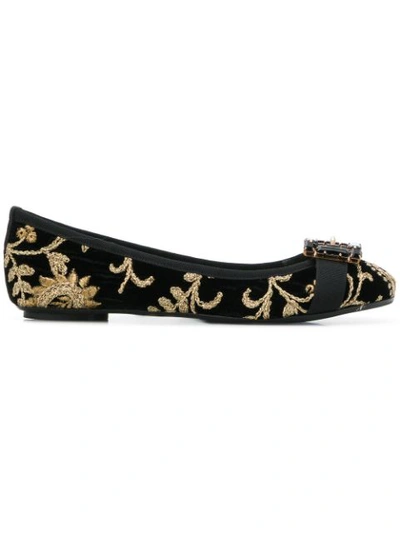 Shop Anna Baiguera Bestickte Ballerinas In Black