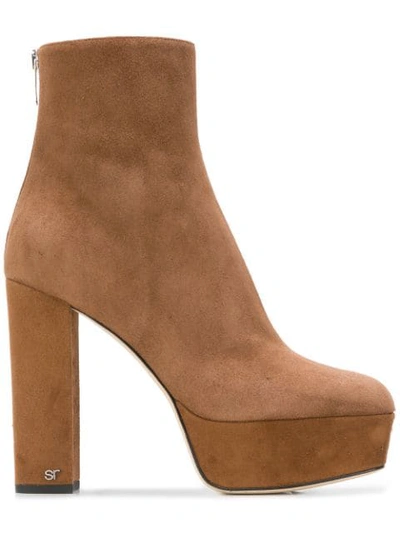 Shop Sergio Rossi Platform Ankle Boots In Brown