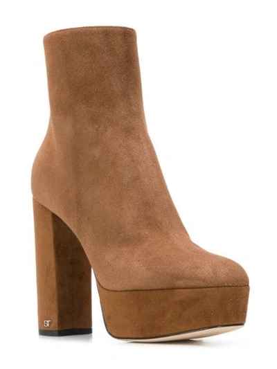 Shop Sergio Rossi Platform Ankle Boots In Brown