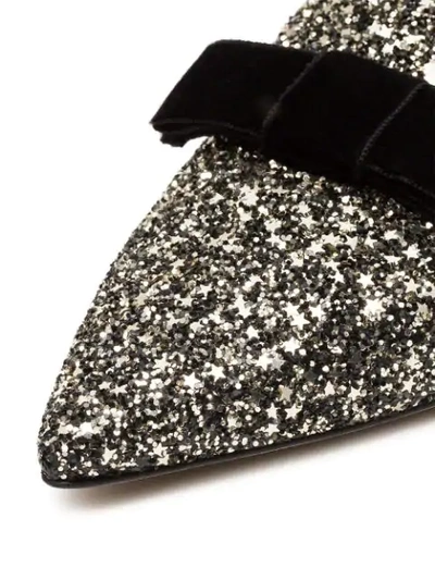 Shop Jimmy Choo Gala Logo Embellished Glitter Leather Slippers In Metallic