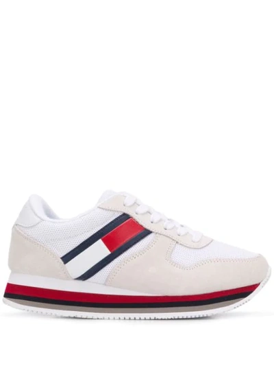Shop Tommy Jeans Lace-up Sneakers In White