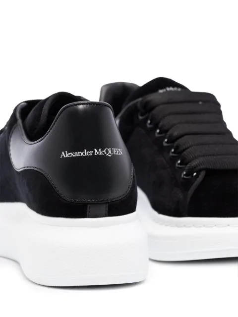 alexander mcqueen show velvet and leather platform trainers