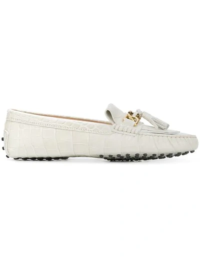 Shop Tod's Gommino Moccasins In White