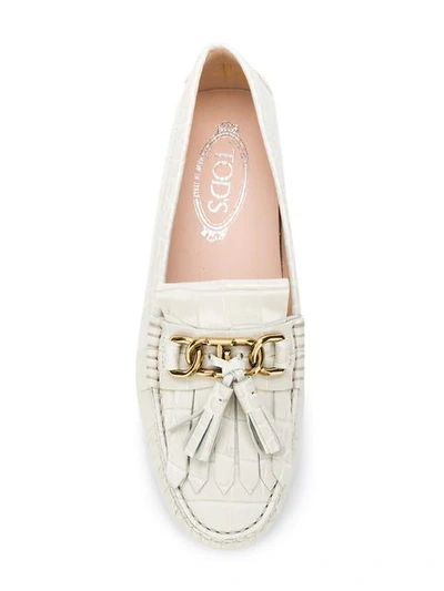 Shop Tod's Gommino Moccasins In White