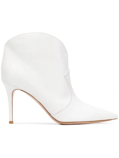 Shop Gianvito Rossi Pointed Ankle Boots In White