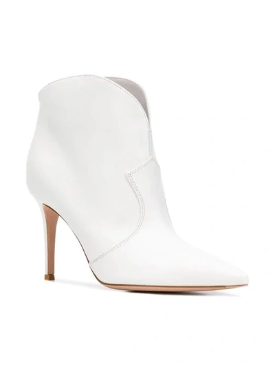 Shop Gianvito Rossi Pointed Ankle Boots In White