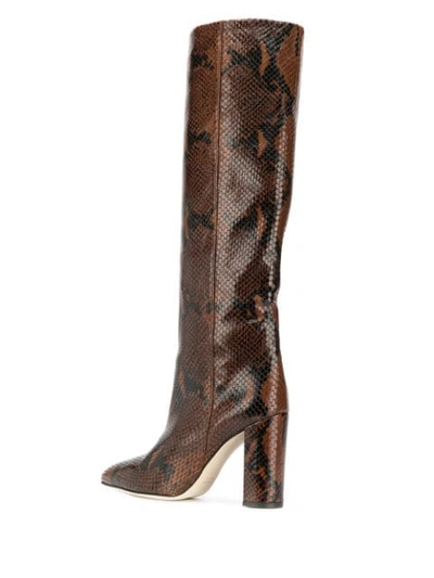 Shop Paris Texas Snakeskin Effect Boots - Brown