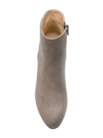 Shop Hogan Leather Ankle Boots - Neutrals